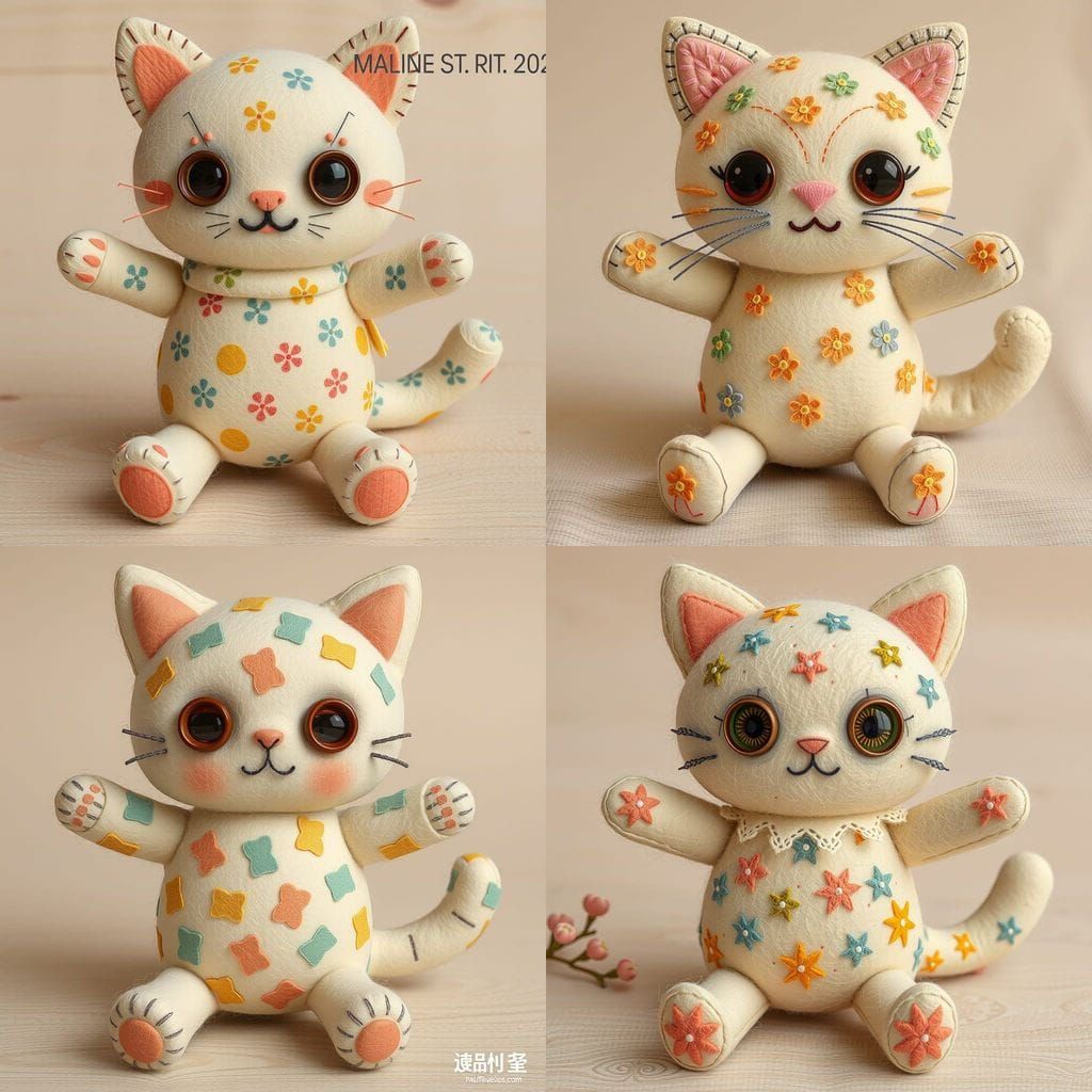 Hyperrealistic Felt Doll with Cat Features