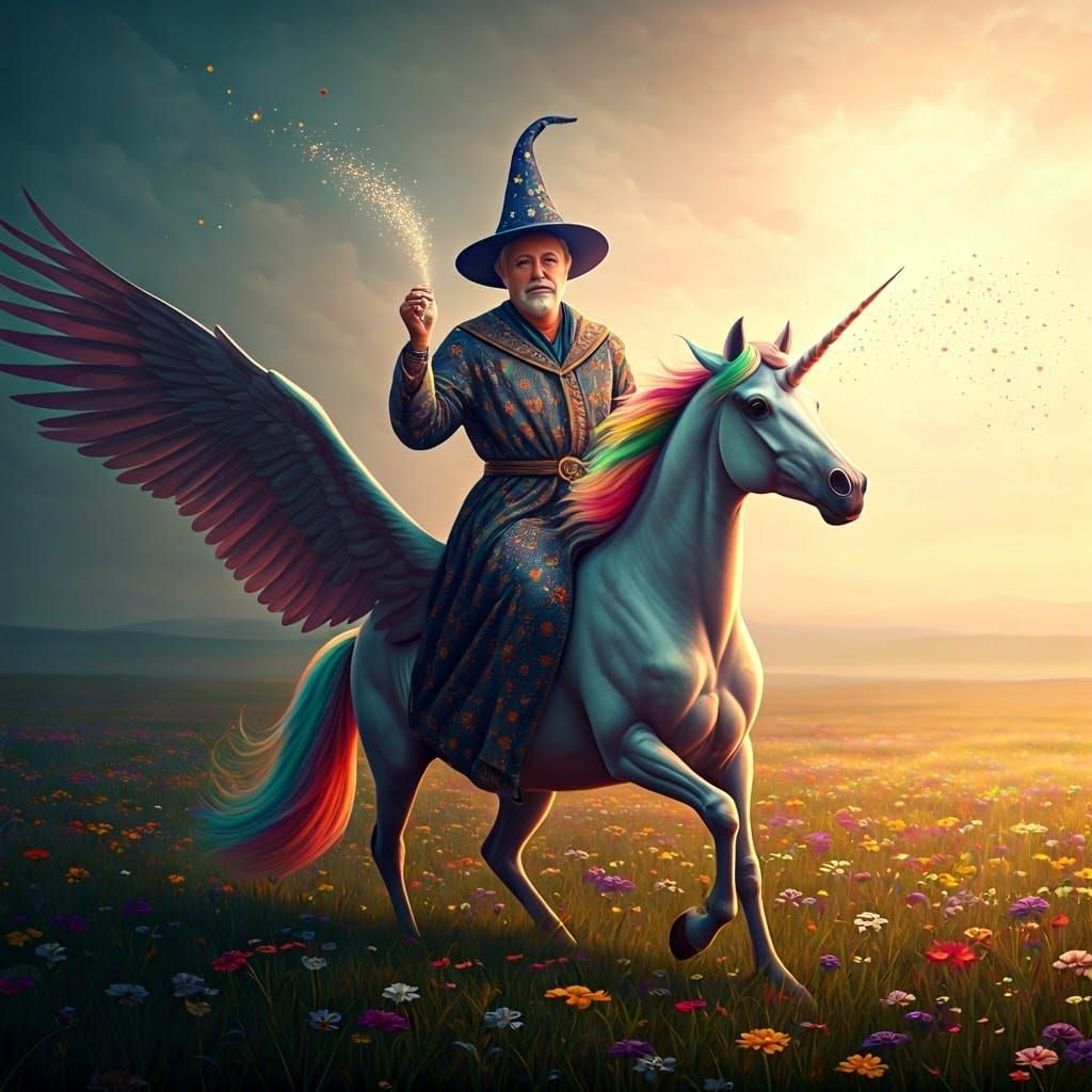 Alex Jones Rides Unicorn in Dreamlike Meadow
