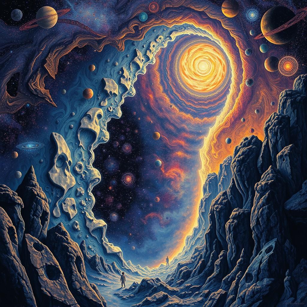 Holographic Astral Cosmic Scene in Visionary Art Style