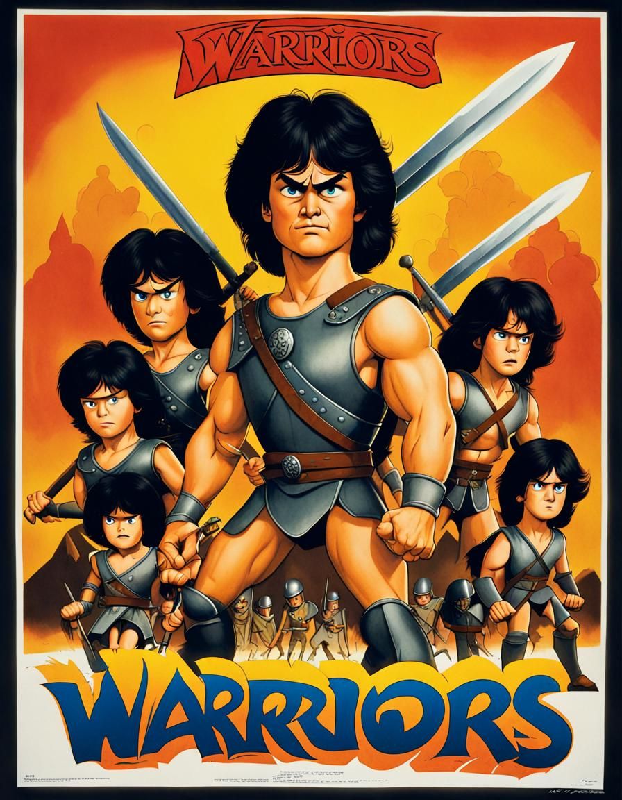 Cartoon Warriors Movie Poster in CGI Style