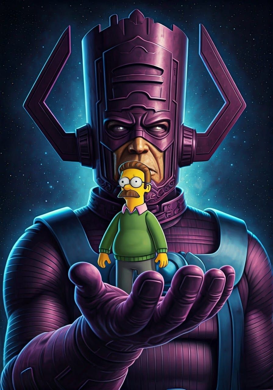 Ned Flanders in Galactus's Hand: A Cosmic Encounter