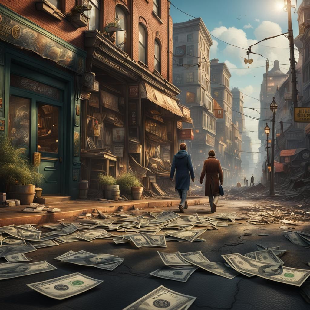 Man Finds Hundred Dollar Bill: Fantasy Concept Art