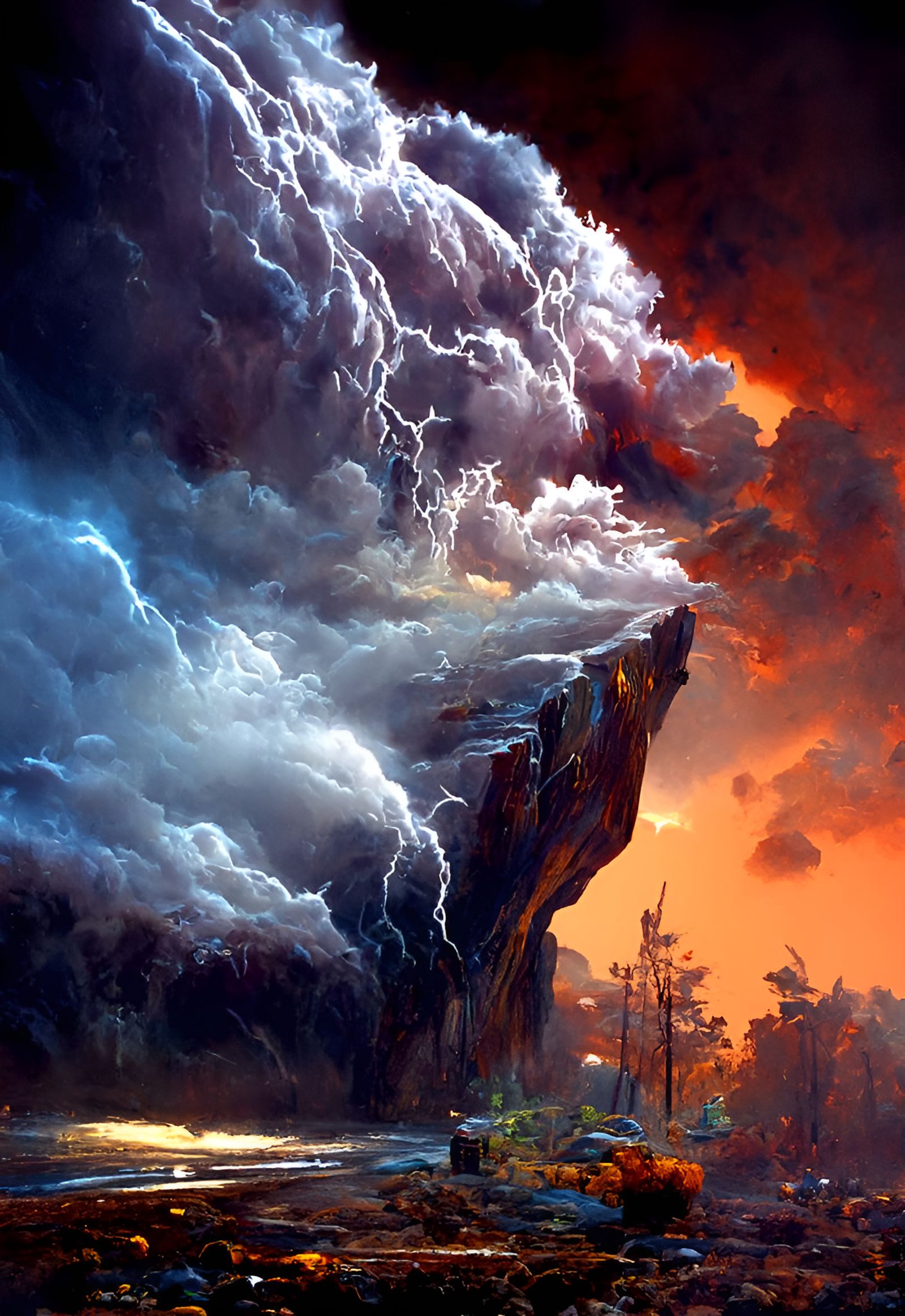 Epic Lightning Storm in Canyon Landscape