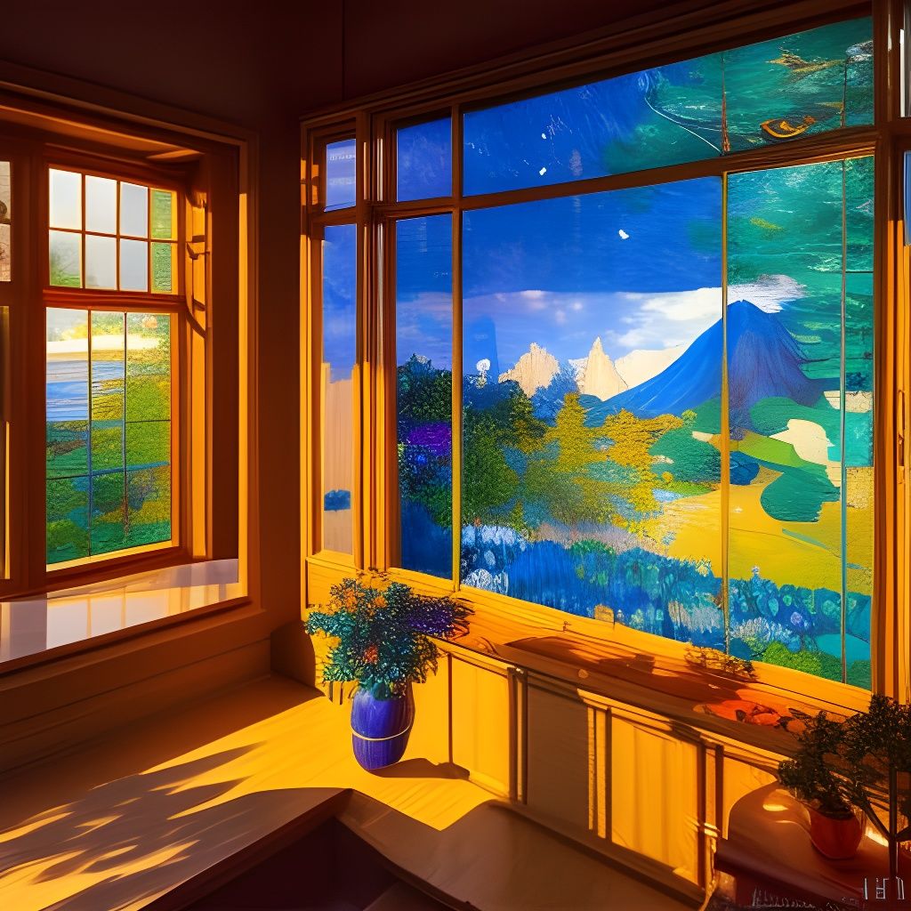 Art Studio in Conservatory: Detailed Oil Painting