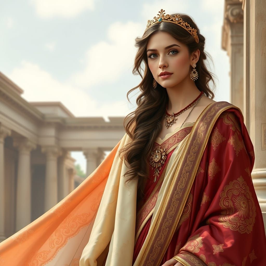 Roman Domina Portrait in Art Nouveau Style