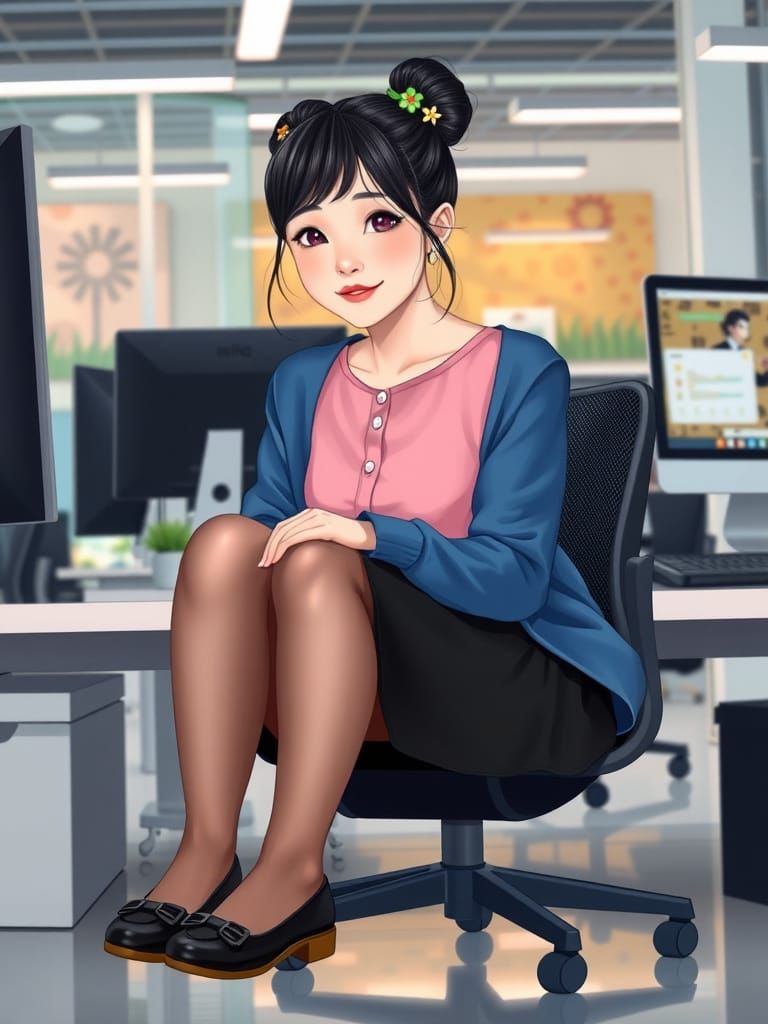 Young Asian Woman in IT Office Attire