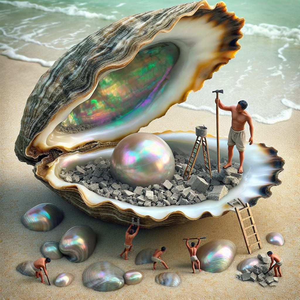 Oyster Reveals Tiny Stone Mason at Work