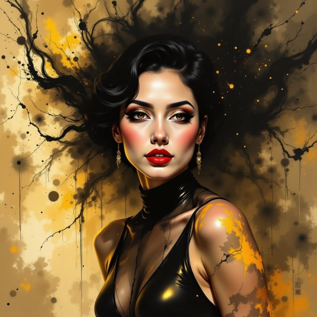 Woman Glows with Inner Light in Golden Hues