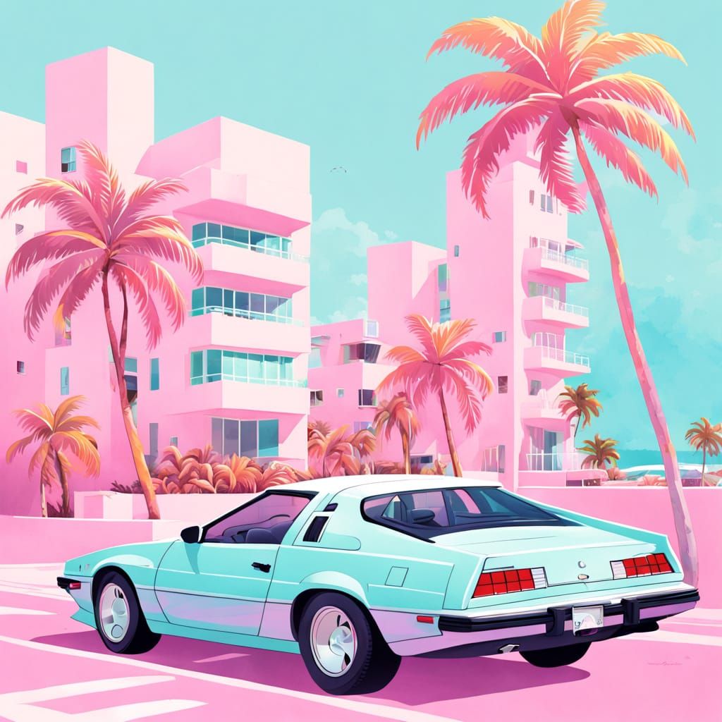 Vibrant Miami Nights in Pastel Hues