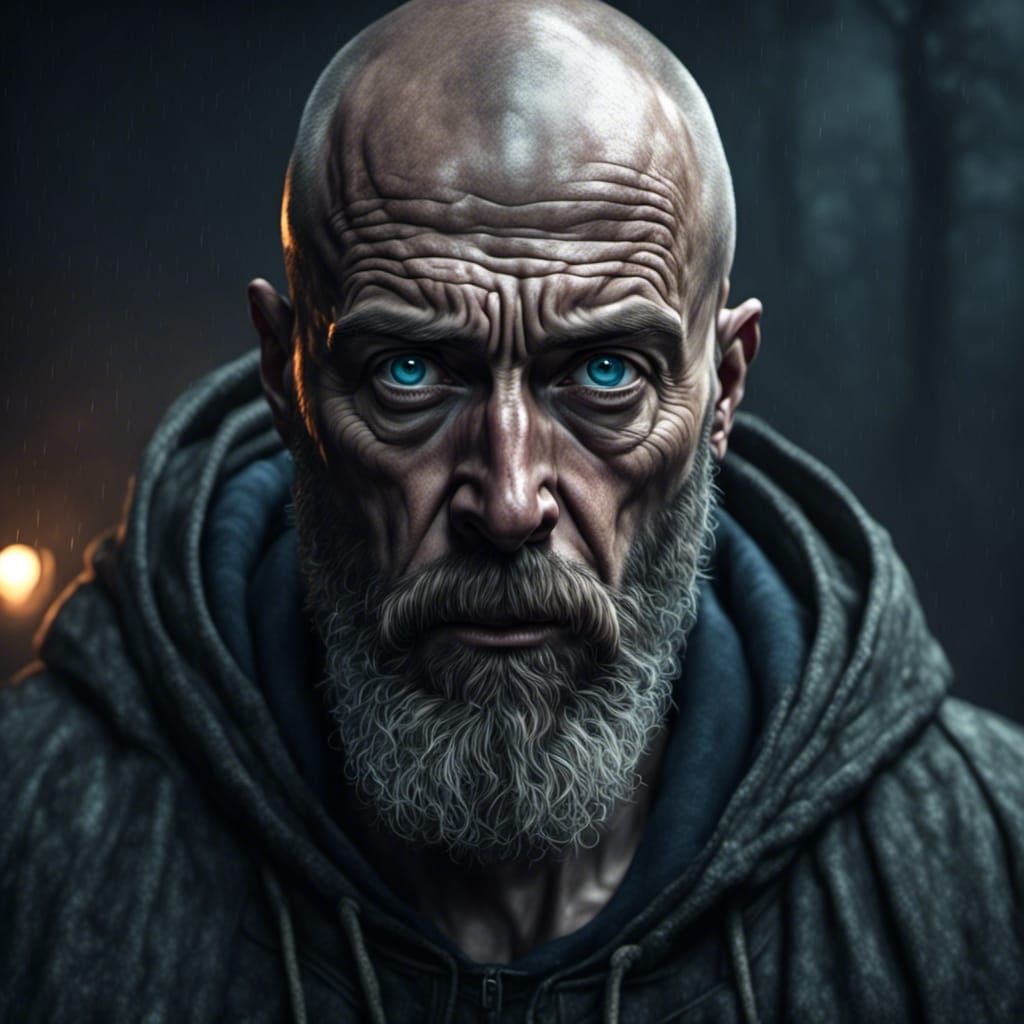 Blue-Eyed Man with Haggard Face