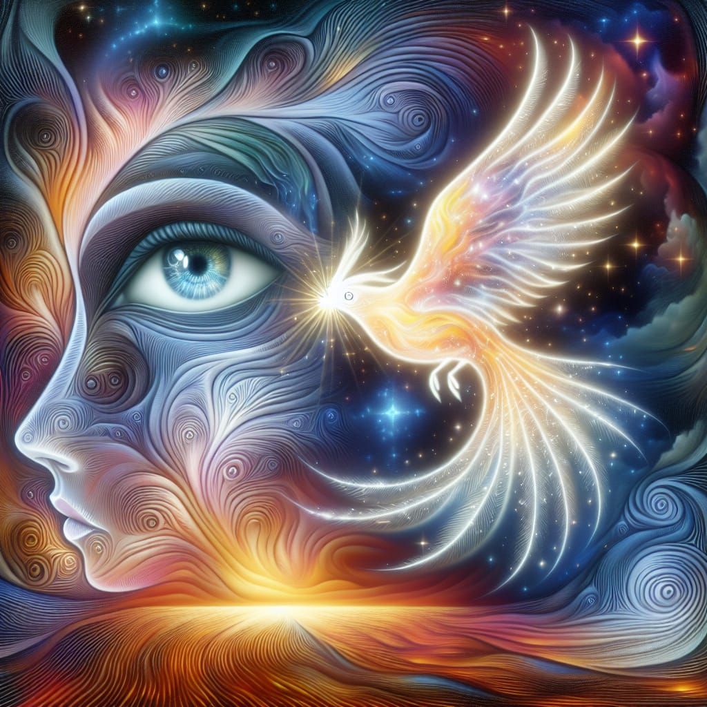 Surreal Bird Merges with Dreamlike Face