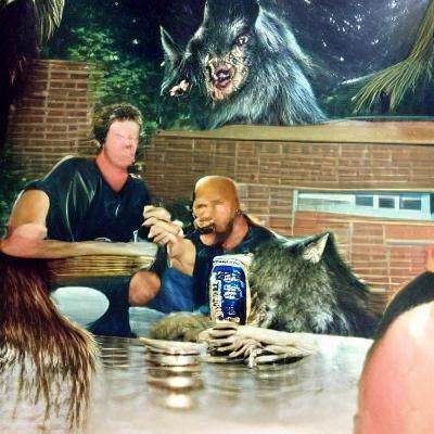 Stone Cold Steve Austin and Werewolf Drinking