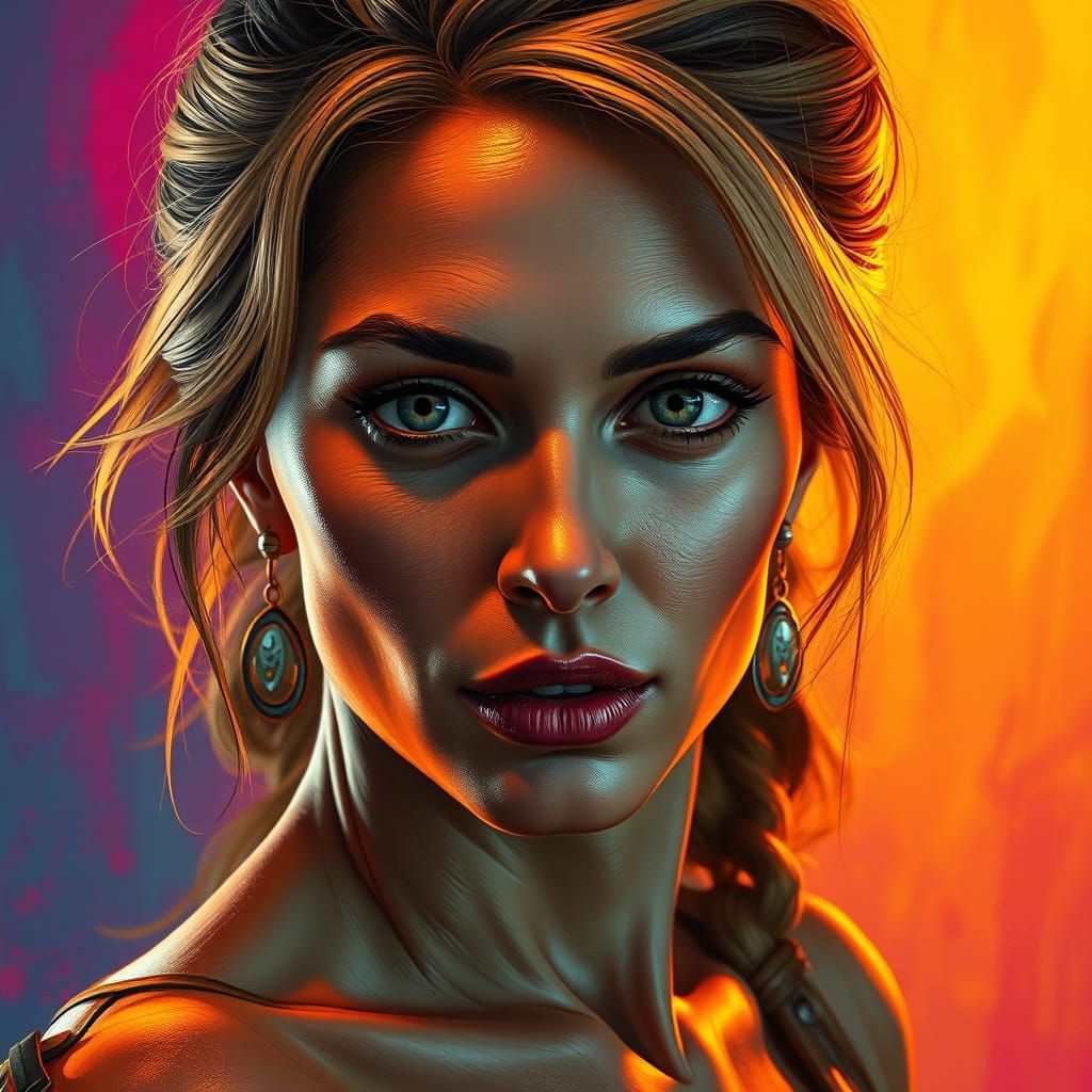 Elegant Portrait of a Confident Woman in Hyper-Realistic Sty...