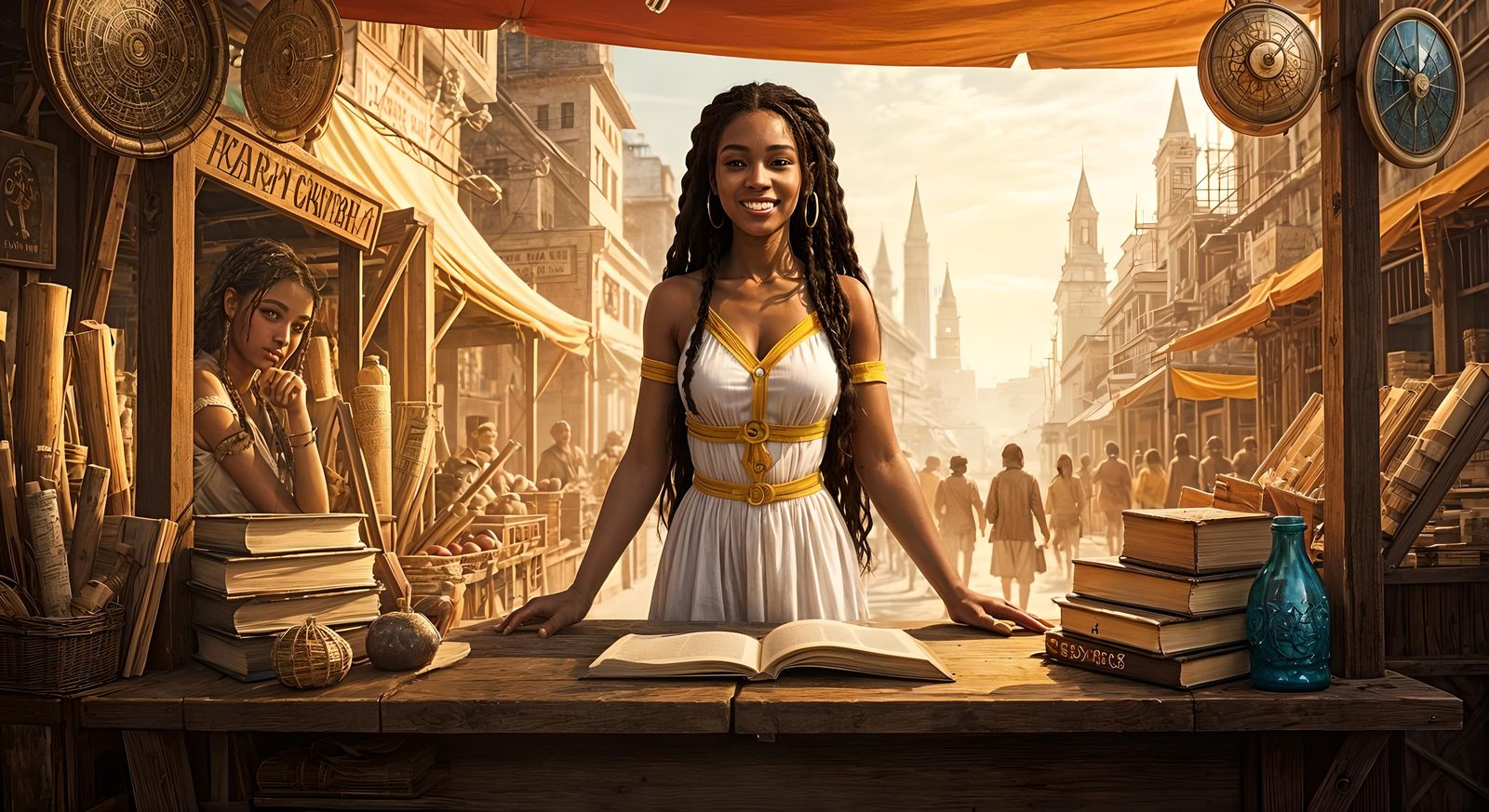 Fantasy Bookseller Portrait in Detailed Digital Art