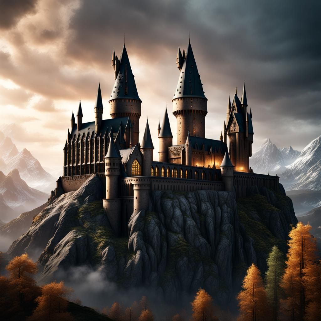 Detailed Matte Painting of Hogwarts in 8K