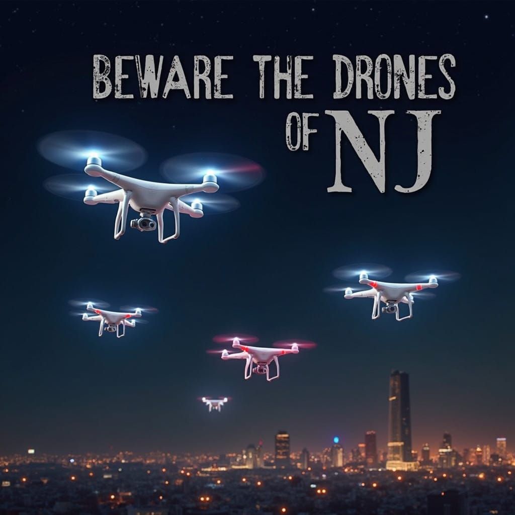 Futuristic Drones Descend Upon NJ in Neon-Lit Skyline