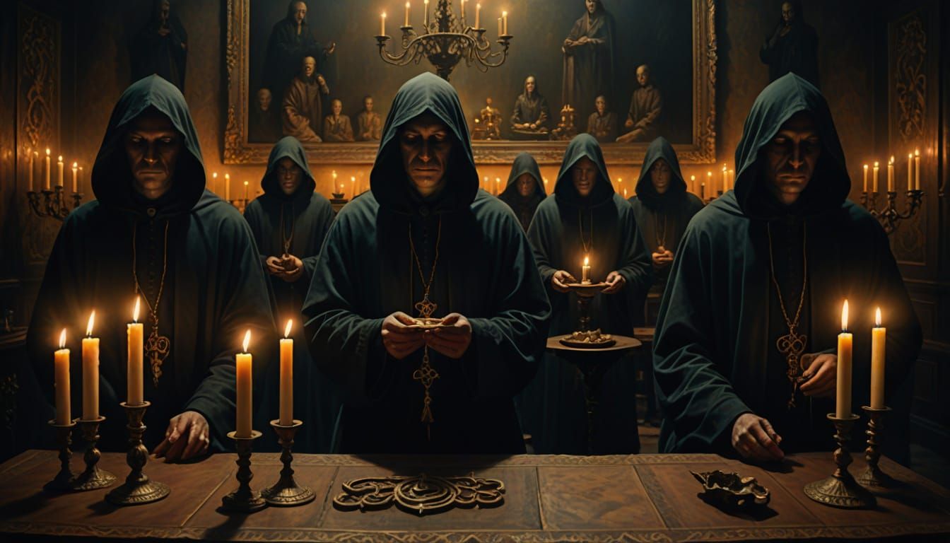 Ominous Seance of Hooded Figures in Berlin Mansion