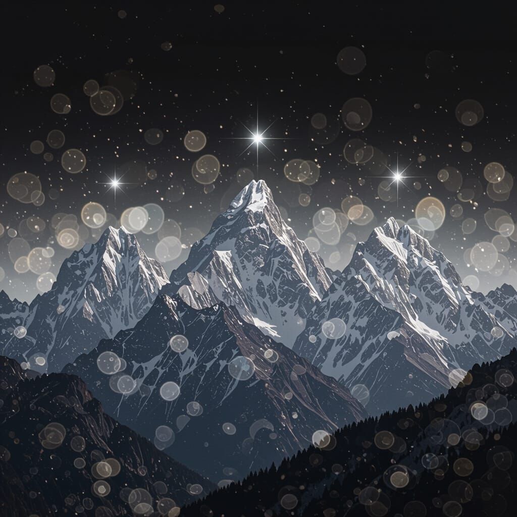 Majestic Mountains Under Starry Sky