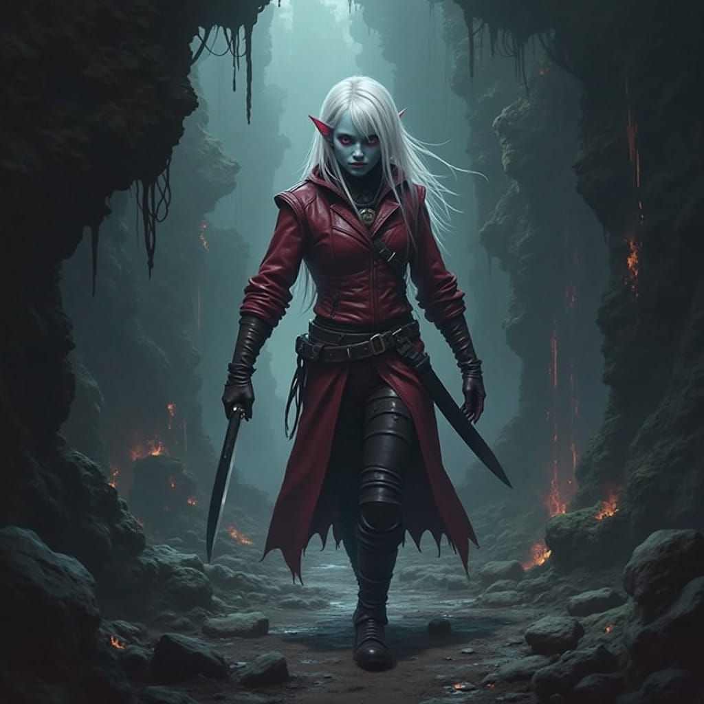 Drow Elf Lost in Forgotten Underground City