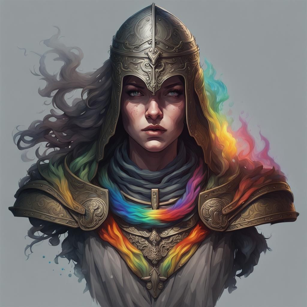 Dark Souls Portrait with Rainbow Smoke