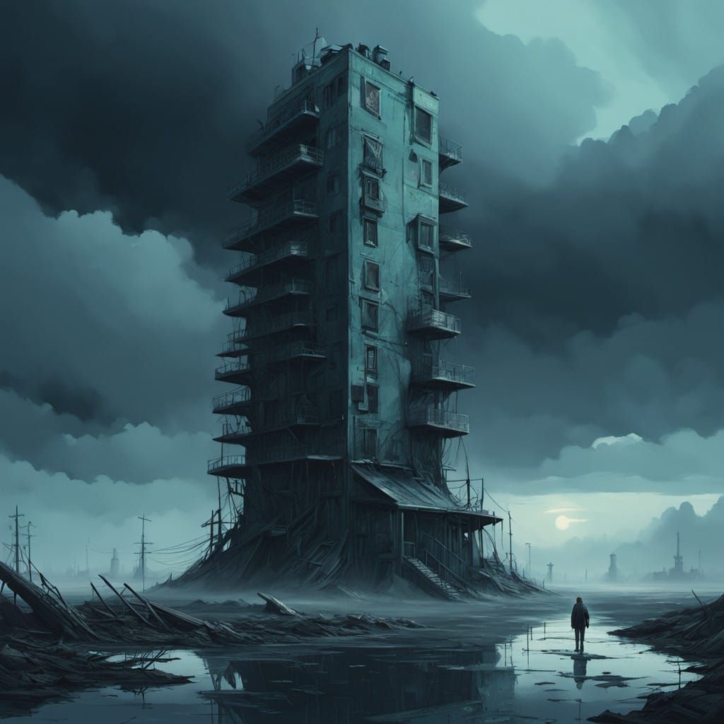 Surrealist Masterpiece: Twisted Forms in Desolate Landscape