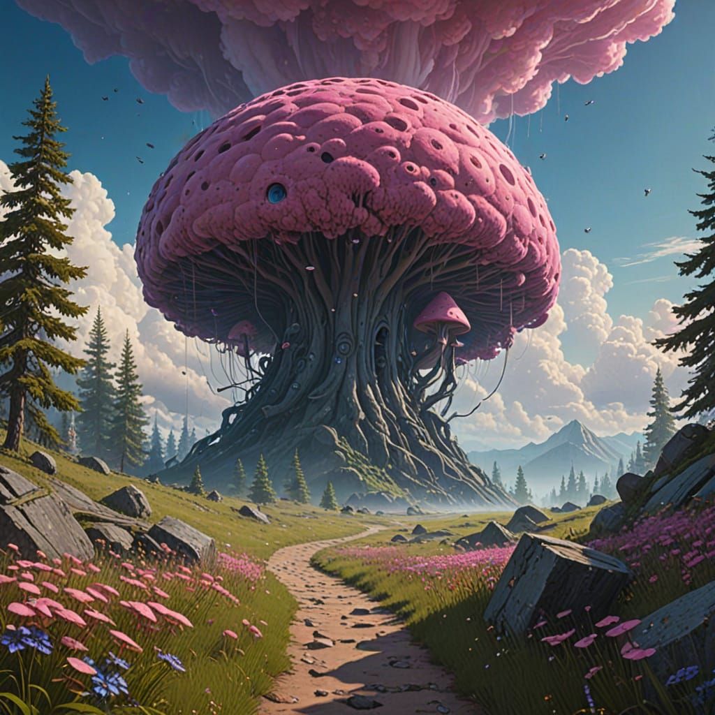 Fantastical 8K Fantasy Landscape with Floating Heart-Shaped ...