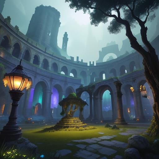 Colosseum Reclaimed: A Surreal Fantasy Concept Art