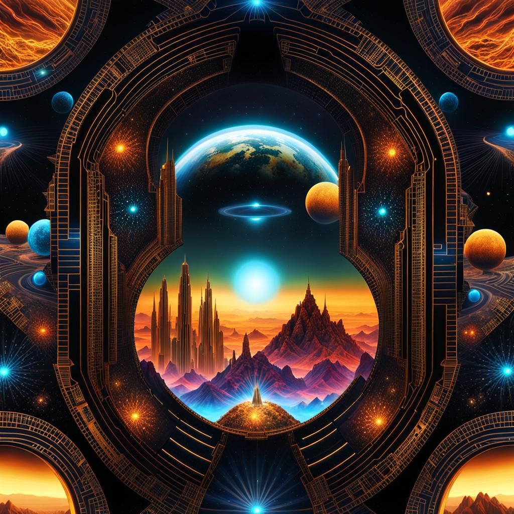 Futuristic Desert Megapolis in Psychedelic Art