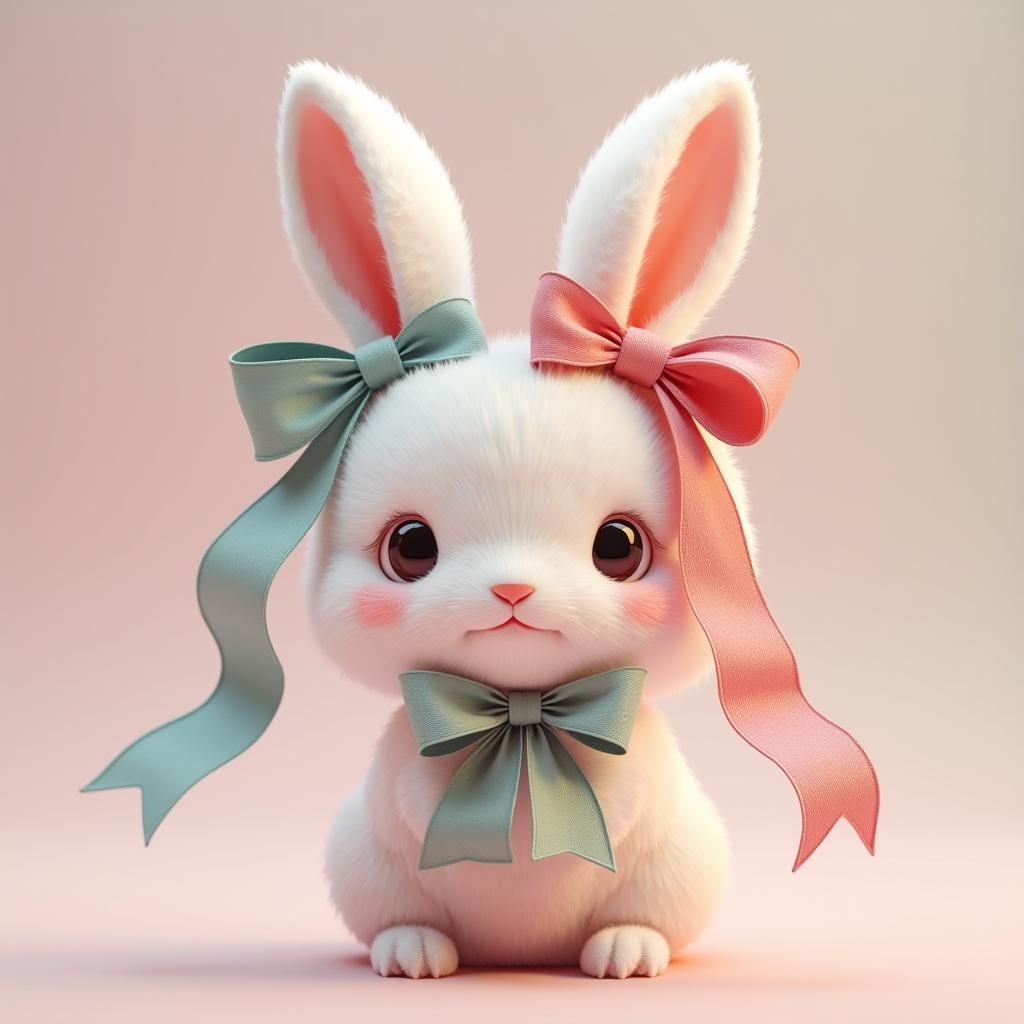Bunny with Ribbons in 3D Anime Art Style