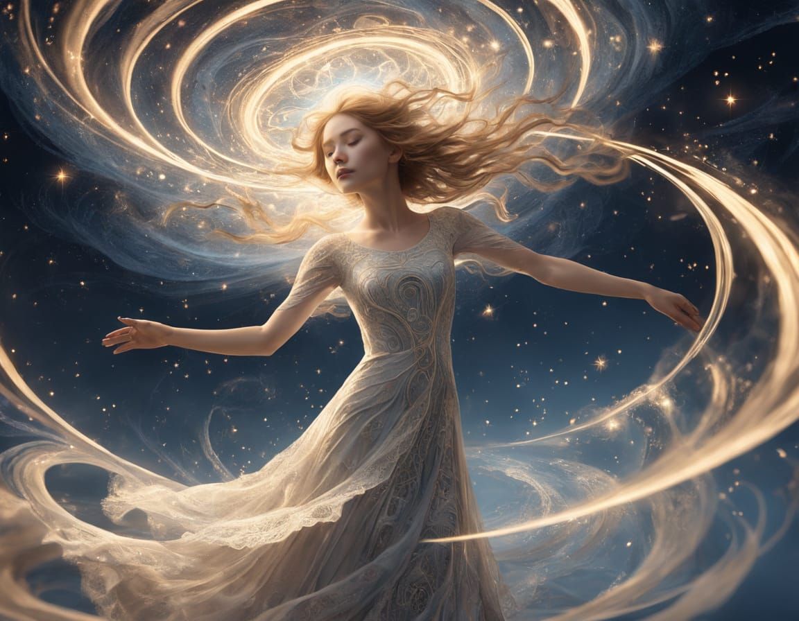 Celestial Goddess Creates Universe in Shimmering Dance