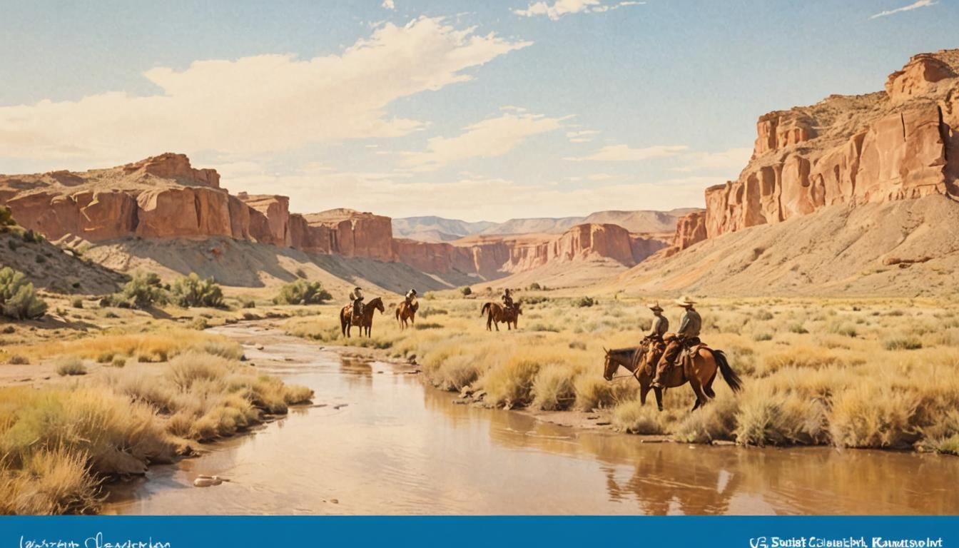 Cowboys in a Rugged Western Landscape