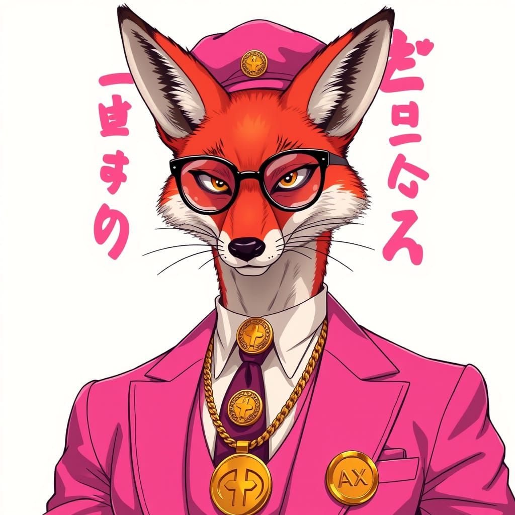 Anime-Inspired Fox in Fuchsia Attire
