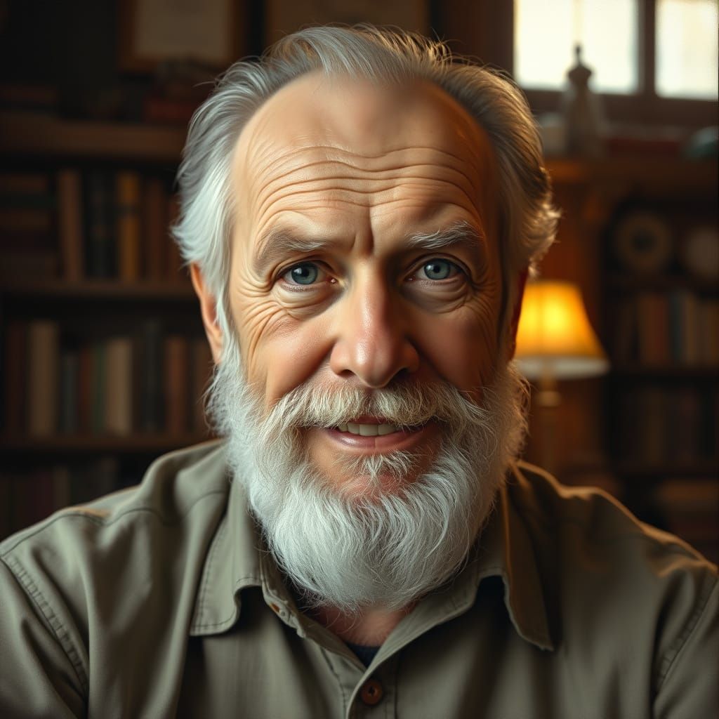 Stoic Elder Portrait in Classic Oil Style