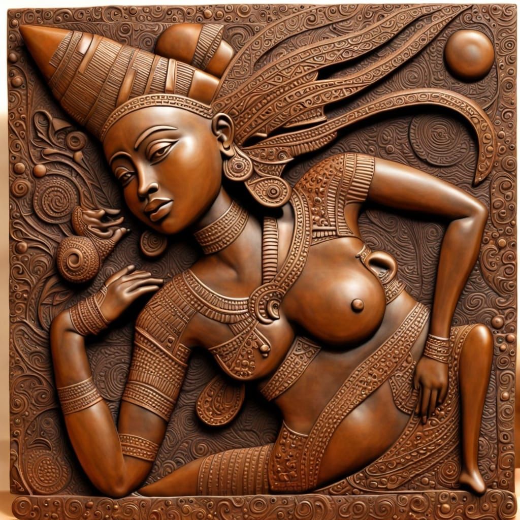 Abstract African Bas-Relief Sculpture