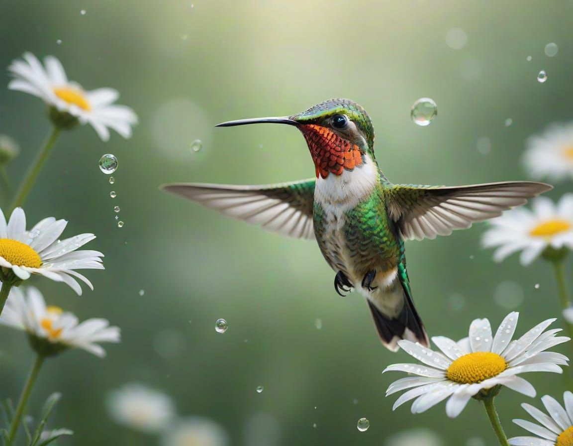 Vibrant Hummingbird in Dreamy Morning Light