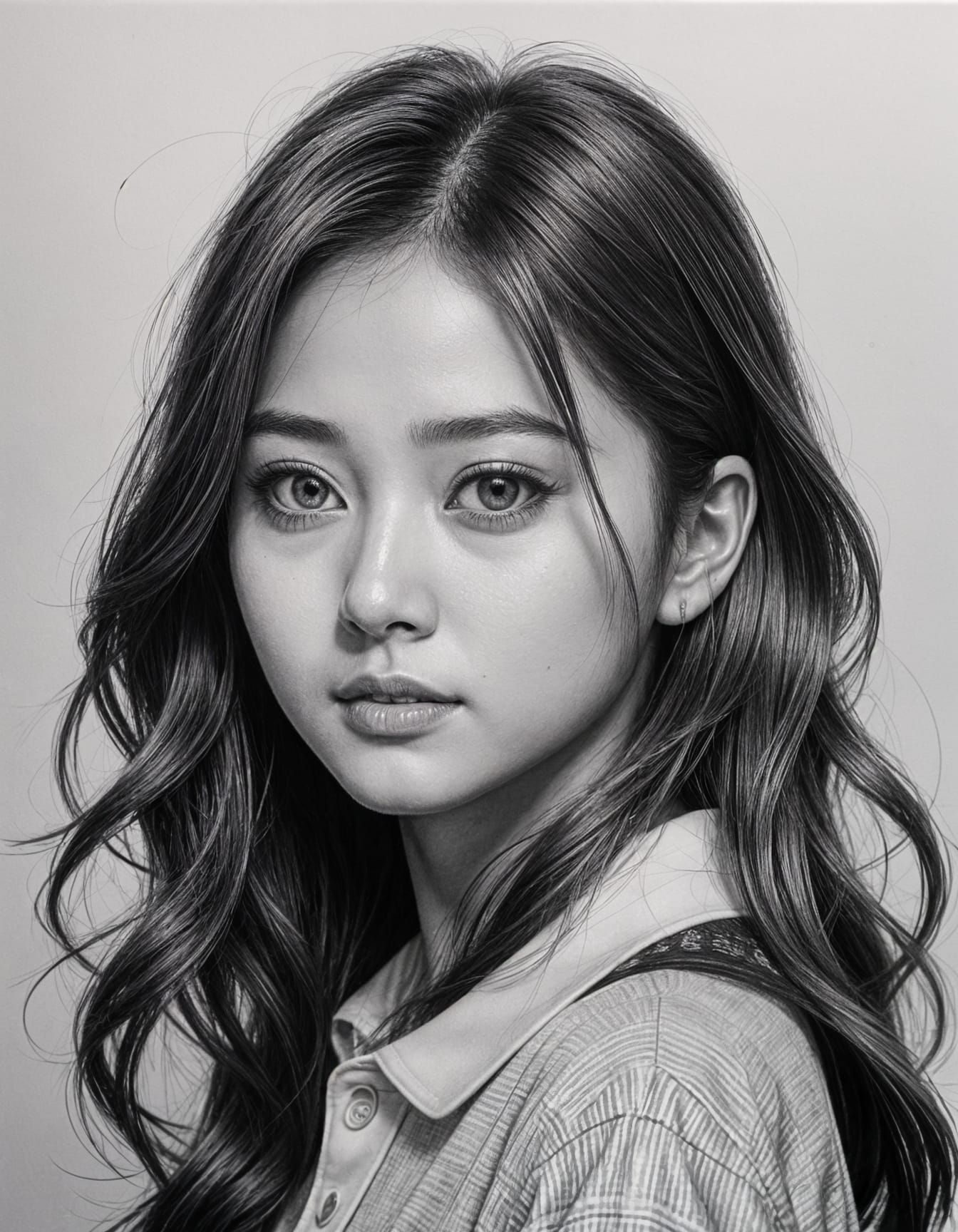 Detailed Graphite Pencil Sketch Portrait in Black and White
