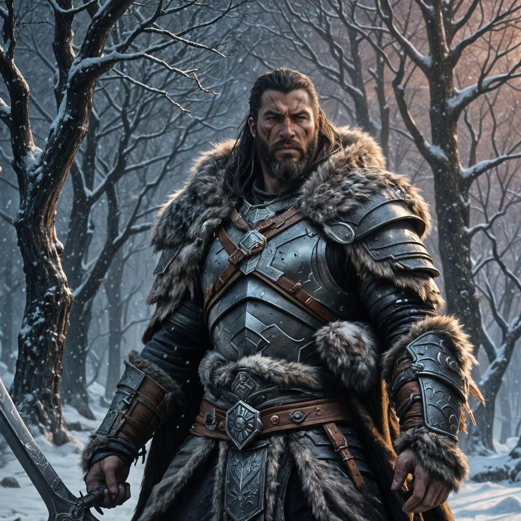 Winter Barbarian in Epic Fantasy Scenic