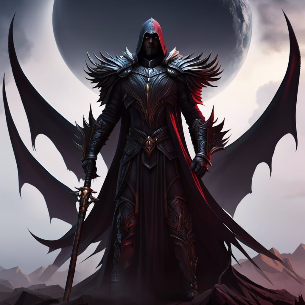 Vampire Raven Knight King on Bone Throne