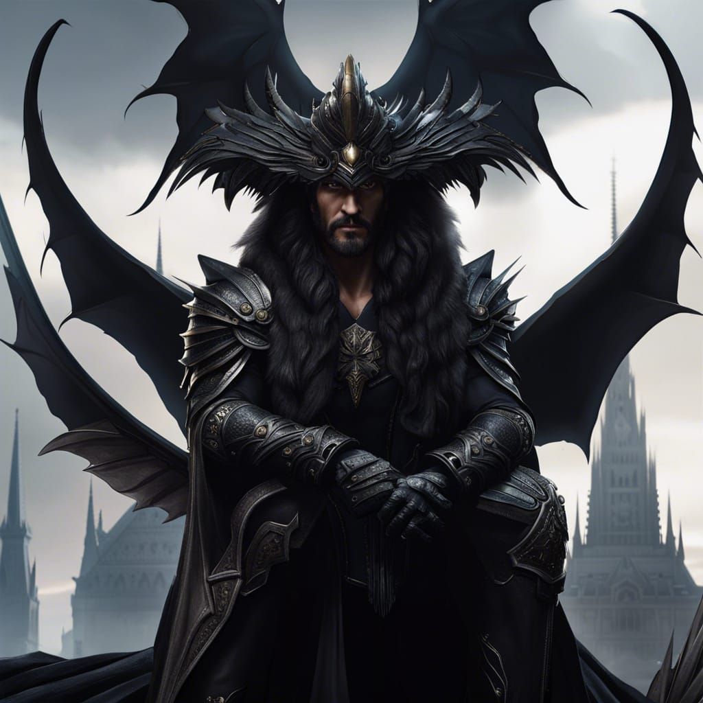 Vampire Raven Knight King on Bone Throne