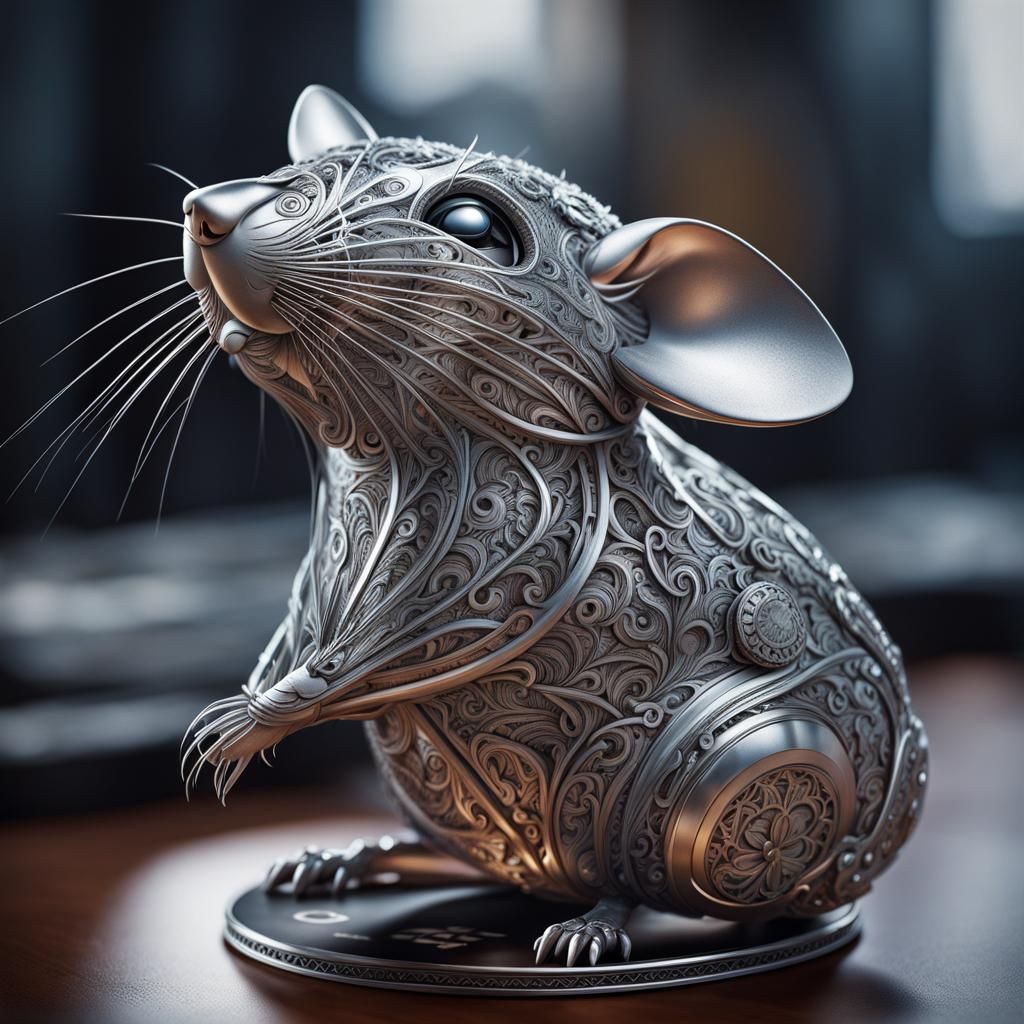 Intricately Detailed Giant Mouse Portrait in Silver Nitrate ...