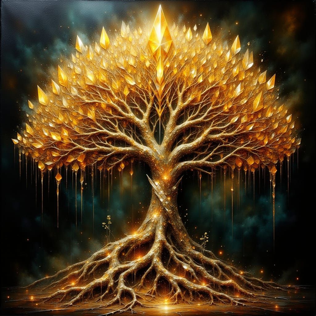 Colossal Crystal Tree of Life in Cinematic Light