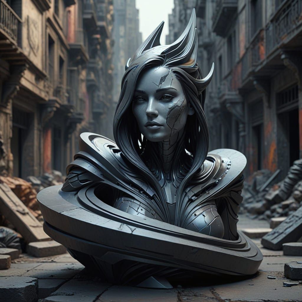 Abstract Sculpture in Matte Painting Style