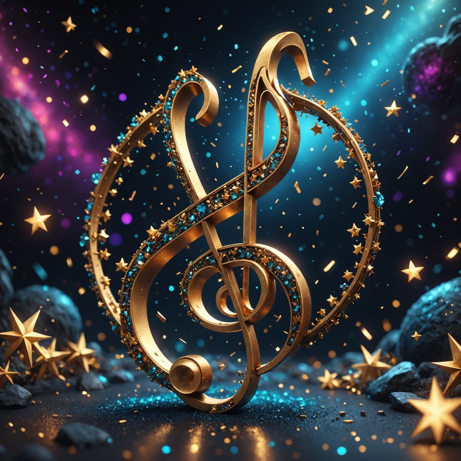 Fantastical Musical Note in Deep Colors