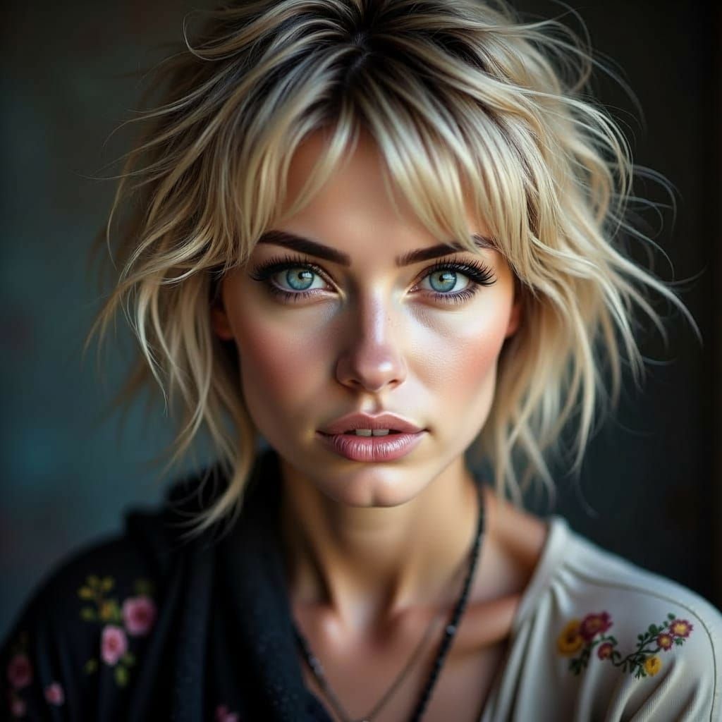 Rebellious 60 Year Old Woman Portrait in Soft Focus