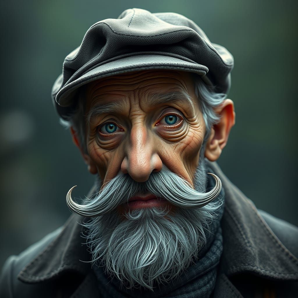Whimsical Gentleman in Fantastical Landscape