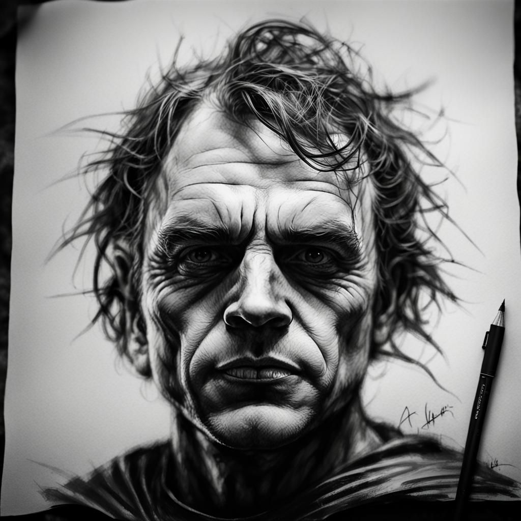 Batman Charcoal Sketch Portrait in Ambient Light