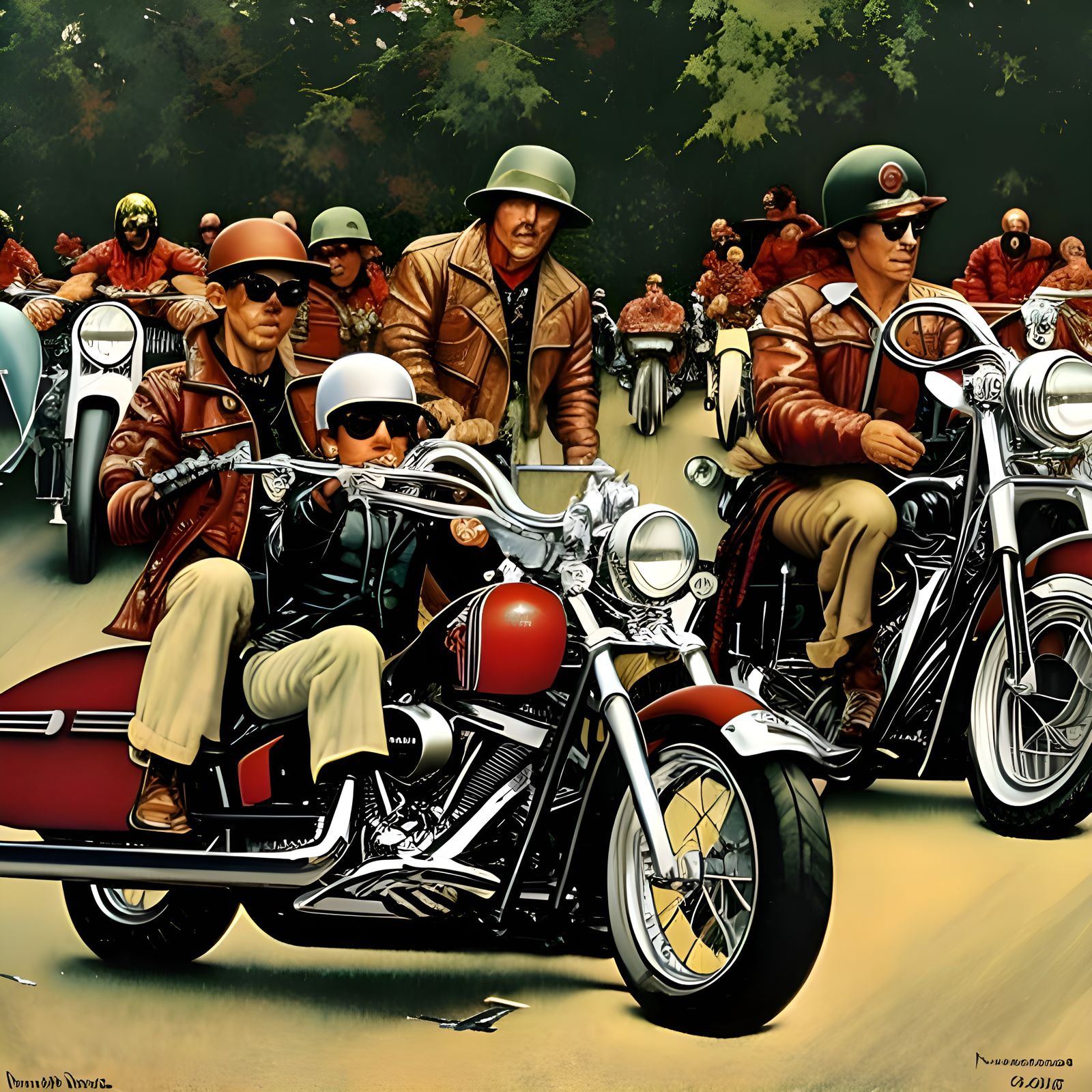 Hells Angels in Norman Rockwell Style