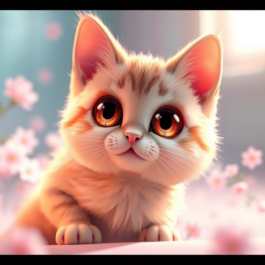 Surreal Whimsy Cat in Vibrant Pastel Wonderland