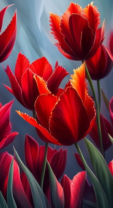 Frilled Tulips in Volumetric Lighting Style