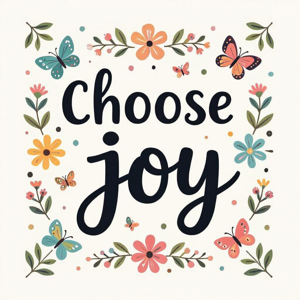 Minimalist "Choose Joy" Wall Art with Butterflies